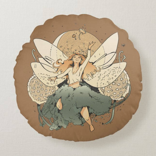 Fairy flying in the sky     round cushion (Front)