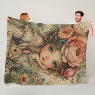 Fairy Forest and Bunny Plush Throw Blanket