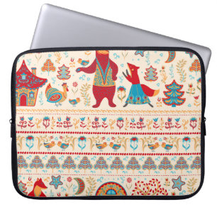 Fairy Forest Animals: Beige Background Laptop Sleeve