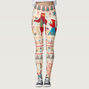 Fairy Forest Animals: Beige Background Leggings