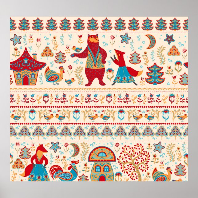 Fairy Forest Animals: Beige Background Poster (Front)