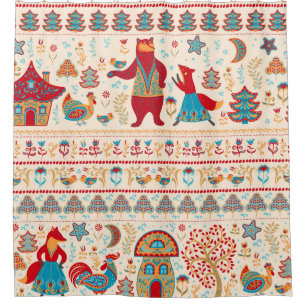 Fairy Forest Animals: Beige Background Shower Curtain