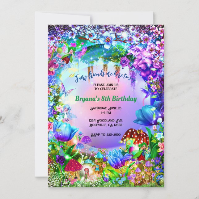 Fairy Forest Enchanted Magical Birthday Party Invitation (Front)
