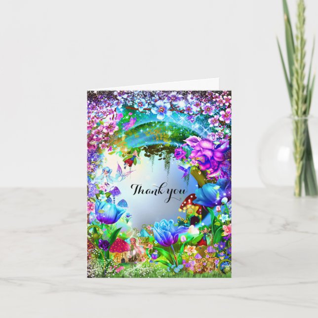 Fairy Forest Enchanted Magical Fold Thank You Card (Front)