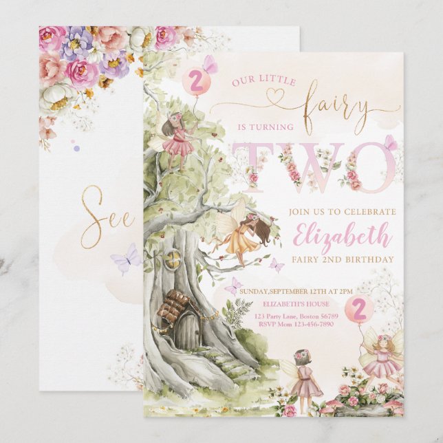 Fairy Forest Girl Birthday Invitation (Front/Back)