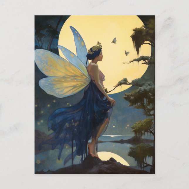 Fairy Full Moon Fantasy Art Postcard (Front)