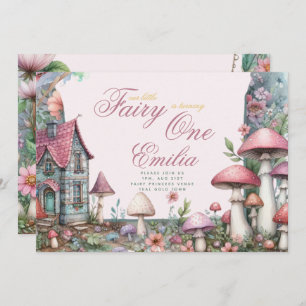 Fairy Garden 1st Birthday or EDIT AGE Teal Gold Invitation