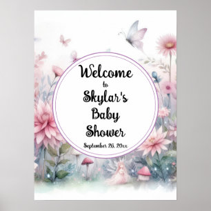 Fairy Garden Baby Shower Welcome Poster