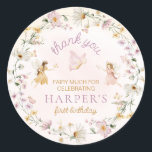 Fairy Garden Birthday Classic Round Sticker<br><div class="desc">These birthday favour stickers feature a whimsical fairy garden design with a modern hand-lettered fonts. All of the text is fully editable. For more advanced customisation of this design,  simply select the "Customise It" button above.</div>