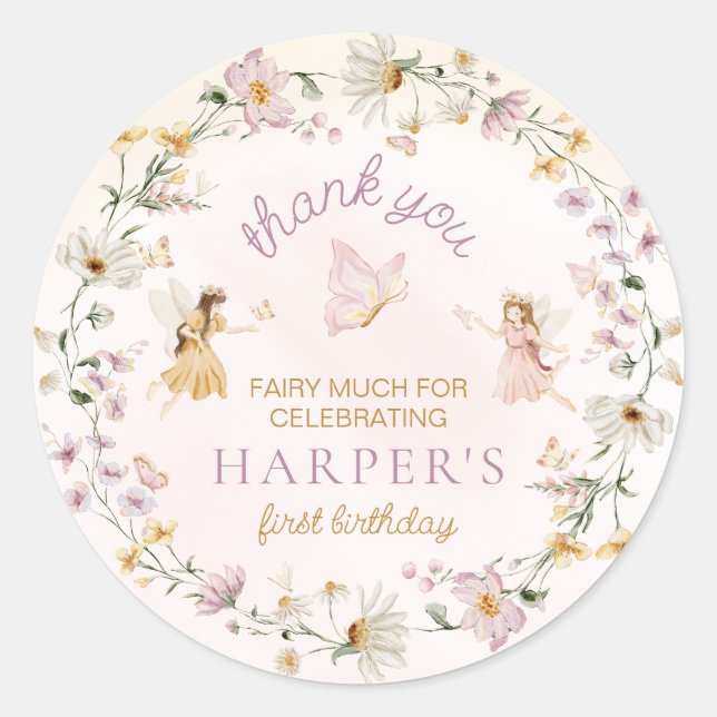 Fairy Garden Birthday Classic Round Sticker (Front)