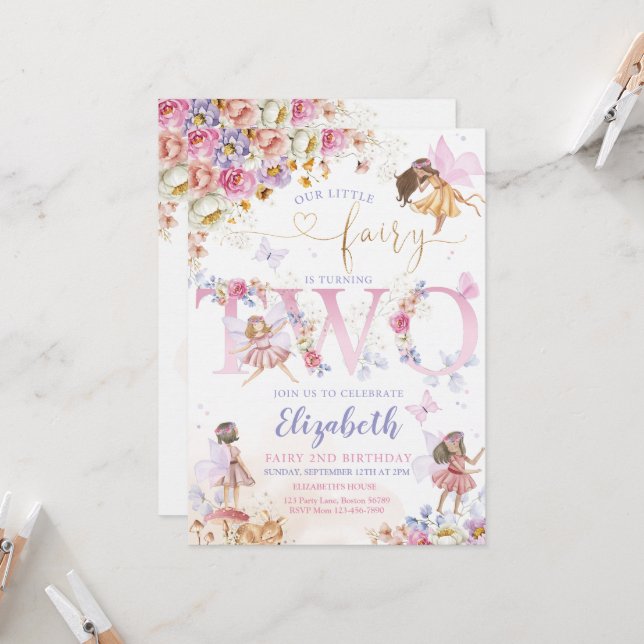 Fairy Garden Birthday Fairy Forest Invitation (Front/Back In Situ)