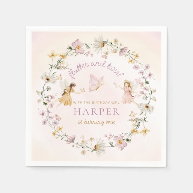 Fairy Garden Birthday Napkin (Front)