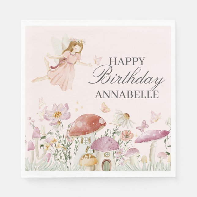 Fairy Garden Birthday Napkin Party Decor Favour (Front)