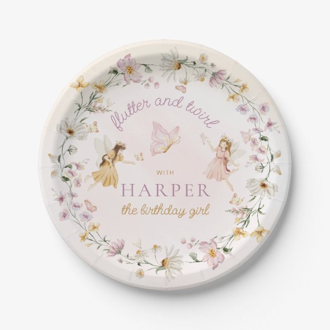 Fairy Garden Birthday Paper Plates (Front)