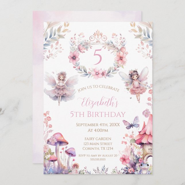 Fairy Garden Birthday Party Invitation (Front/Back)
