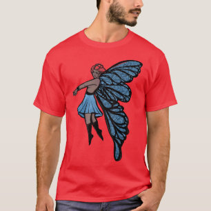 Fairy Garden Blue Flowers Art  T-Shirt