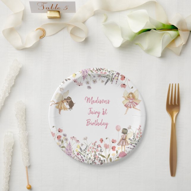 Fairy Garden Boho Wildflower Birthday Paper Plate (Wedding)