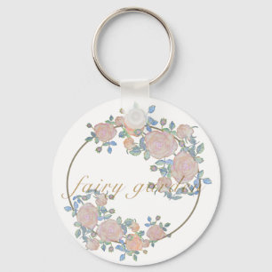 Fairy garden elegant pattern of rose flower classi key ring