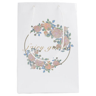 Fairy garden elegant pattern of rose flower classi medium gift bag