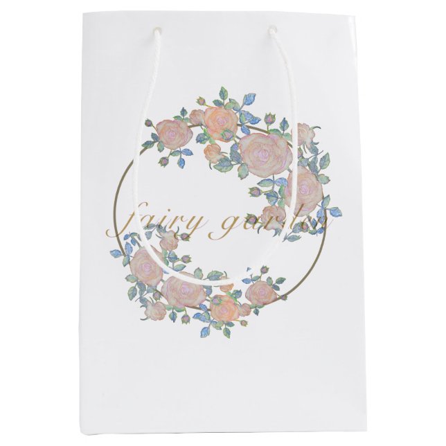 Fairy garden elegant pattern of rose flower classi medium gift bag (Front)