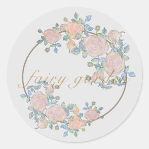 Fairy garden elegant pattern of rose flower classic round sticker
