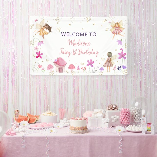Fairy Garden Floral Birthday Banner (Party)