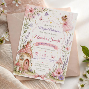 Fairy Garden Floral Girls Birthday Party Invitation