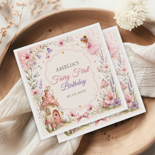 Fairy Garden Floral Girls Birthday Party Napkin
