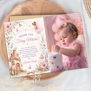 Fairy Garden Floral Girls Birthday Thank You Card