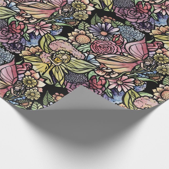 Fairy Garden Gardening Flower Gardens Fairies      Wrapping Paper (Corner)