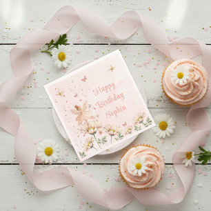 Fairy Garden Girl Birthday Party Napkin