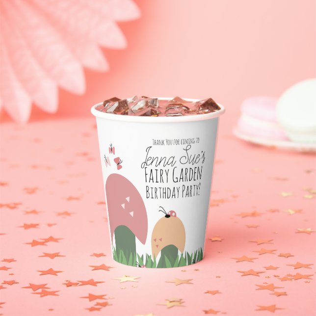 Fairy Garden Mushrooms Ladybugs Butterflies   Paper Cups (Insitu)