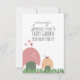 Fairy Garden Mushrooms Ladybugs Butterflies  Thank You Card