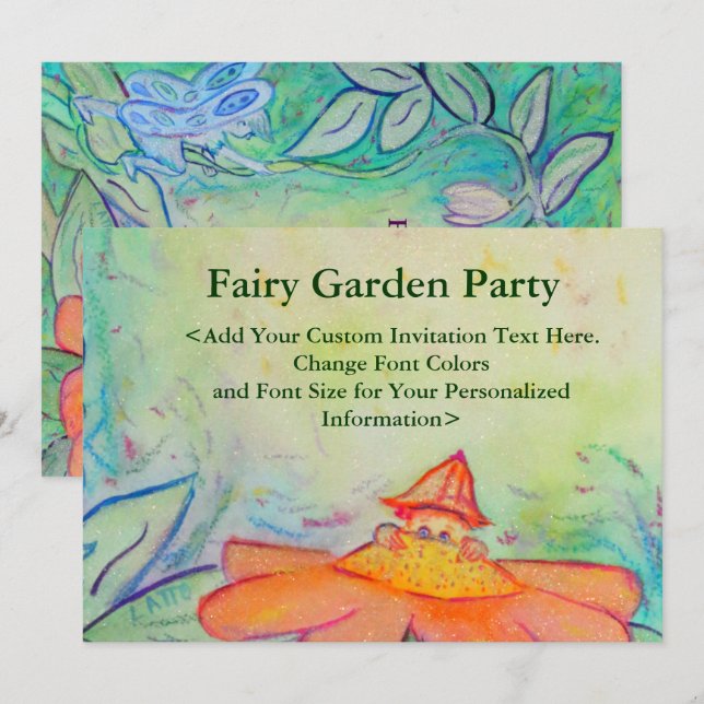 Fairy Garden Party Custom Invites or Invitation (Front/Back)
