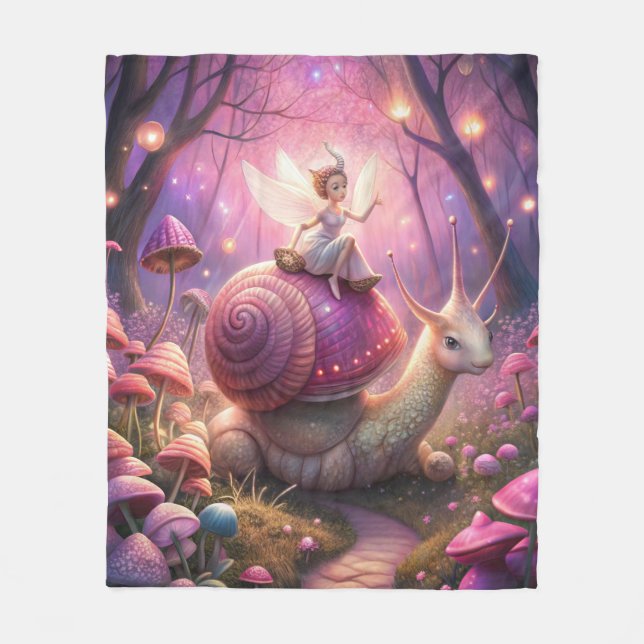 Fairy Garden Snail Fleece Blanket (Front)