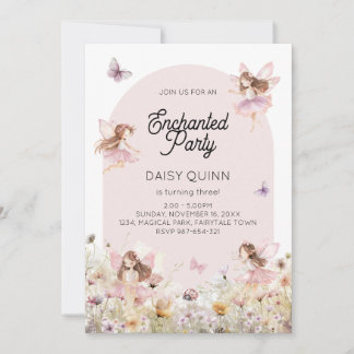 Fairy Garden Theme Girl's Birthday Invitation