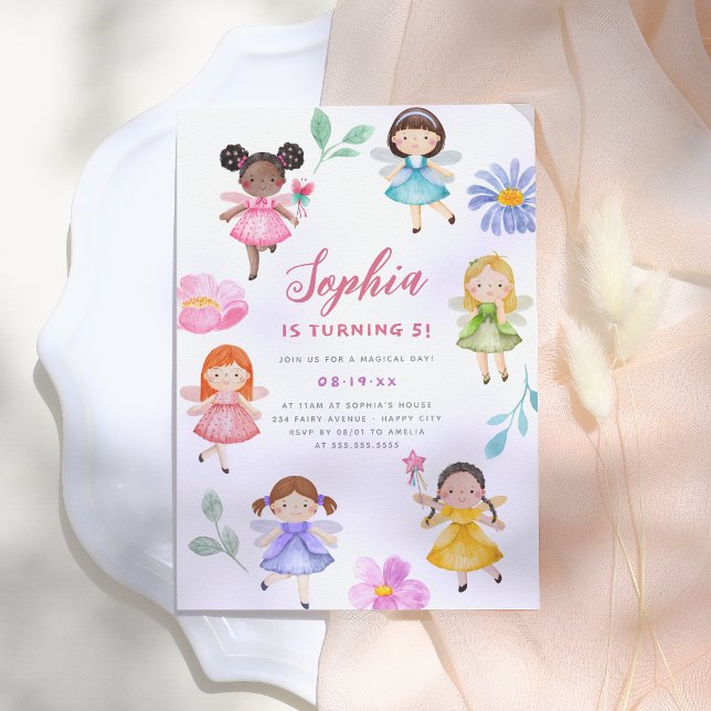Fairy Garden Watercolor Floral Girl Birthday Party Invitation (Creator Uploaded)