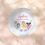 Fairy Garden Watercolor Floral Girl Birthday Party Paper Plate<br><div class="desc">Add some fun to your birthday party with these paper plates! Made to match our Fairy Garden Floral Birthday Party collection, this design features the birthday girl's name and her age on top of 3 fairy friends in bright, colourful dresses surrounded by hand-illustrated flowers and leaves. Click on "Personalise this...</div>