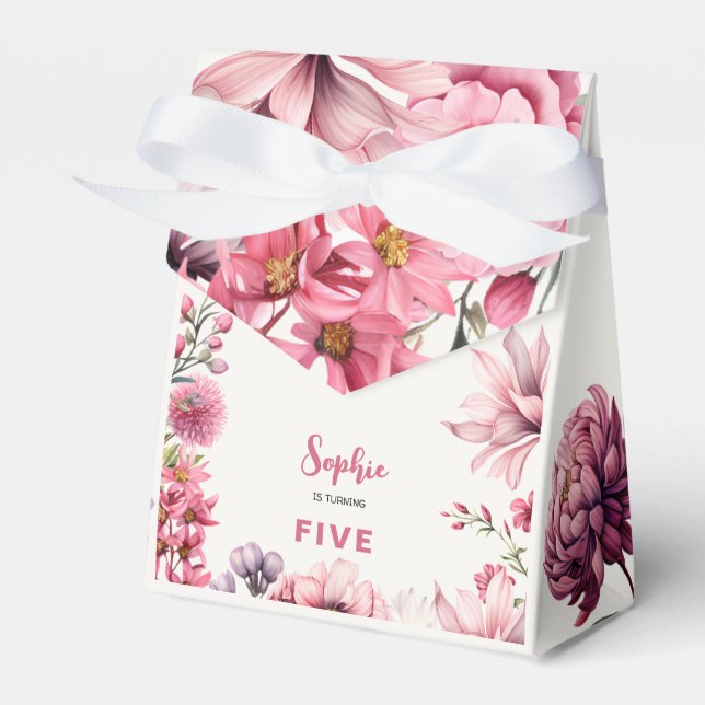 Fairy garden watercolor kids birthday favour box (Front Side)