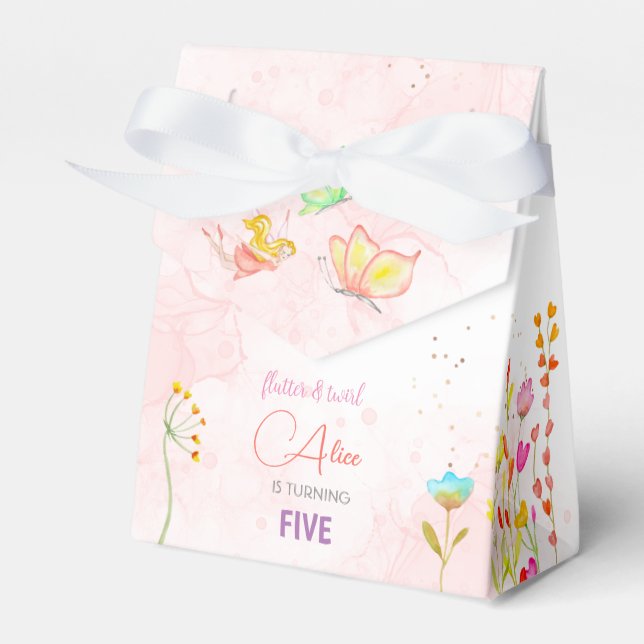 Fairy garden watercolor kids birthday  favour box (Front Side)