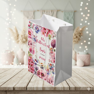 Fairy garden watercolor kids birthday medium gift bag