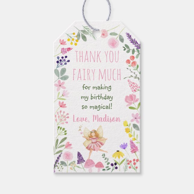 Fairy Garden Wildflower Birthday Gift Tags (Front)