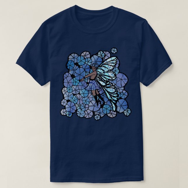 Fairy Gardens Blue Floral Art forget me not Fairie T-Shirt (Design Front)