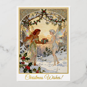 Fairy Gift Exchange  Foil Holiday Card