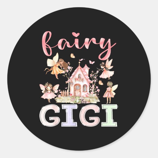 Fairy Gigi Magical Floral Funny Birthday Girl Fair Classic Round Sticker (Front)