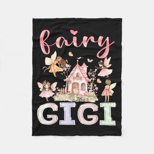 Fairy Gigi Magical Floral Funny Birthday Girl Fair Fleece Blanket (Front)