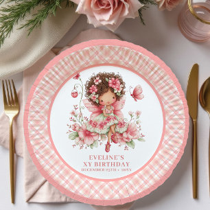 Fairy Girl 1st Birthday Magical Pink Floral paper Plate