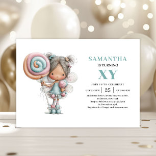 Fairy Girl 6th Birthday Whimsical Cute Pastel Invitation