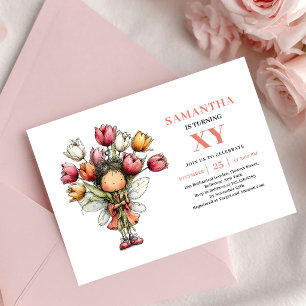 Fairy Girl 8th Birthday Whimsical Pink invitation