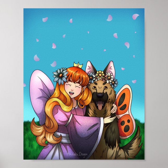 Fairy Girl and Dog Poster (Front)